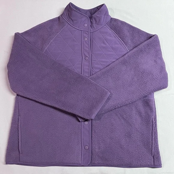 GapFit Women's Fleece Sherpa Purple Jacket NWT - Picture 3 of 5